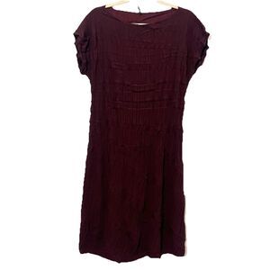Babette Midi Dress Women’s S Brown Crinkle Art To Wear Capsule Minimalist